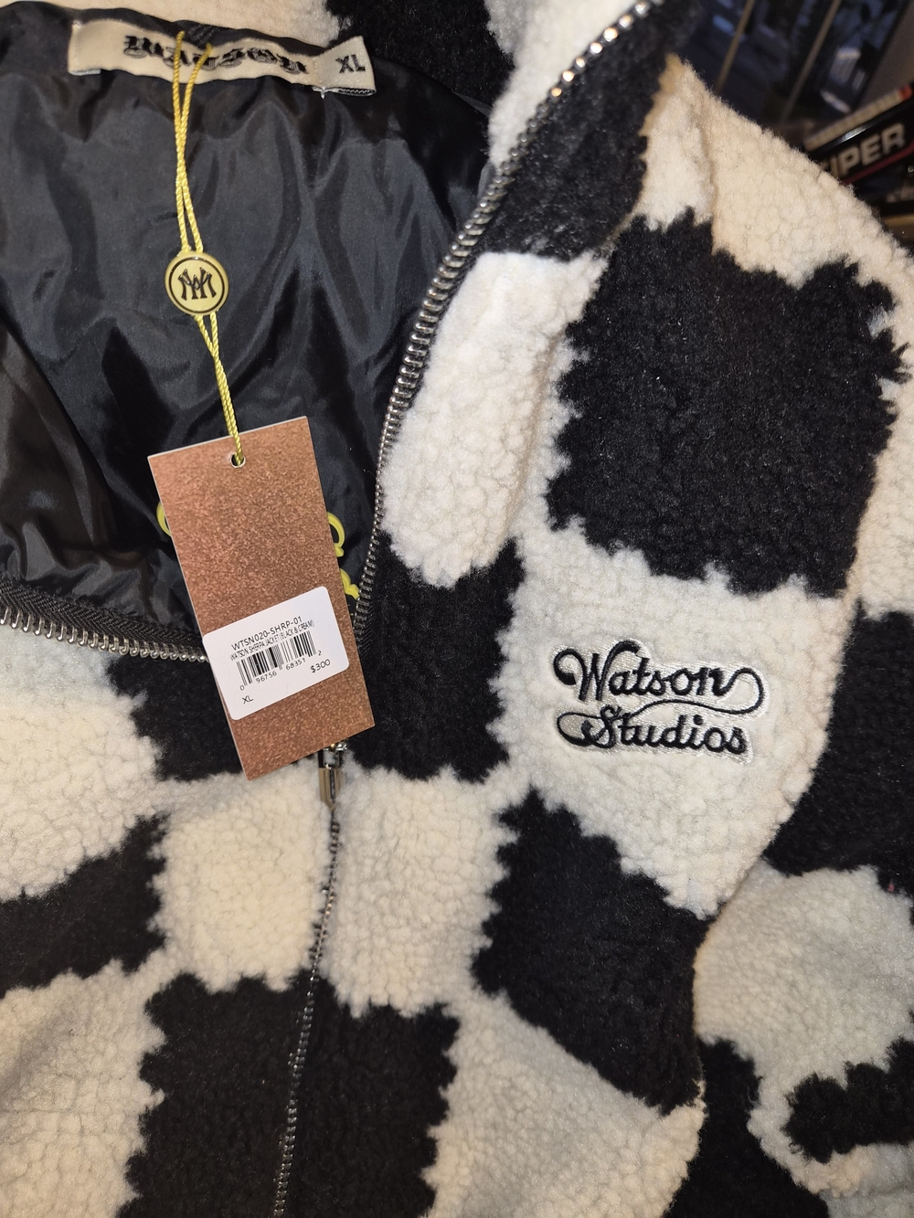 Watson Studios Black & White Sherpa Bomber Jacket